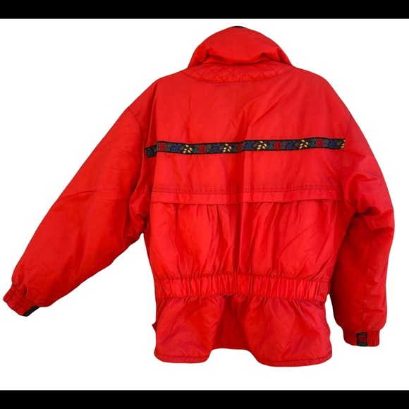 Vintage Edelweiss Skiwear Ladies Size M Ski Jacket Red High Neck Floral Design - Picture 2 of 10